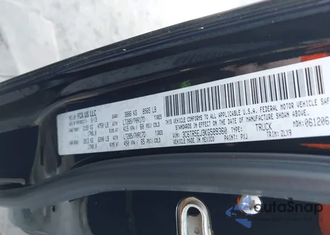 2019 Ram 2500 Power Wagon 4X4 6'4 Box z USA, uszkodzony, nr VIN 3C6TR5EJ3KG589360